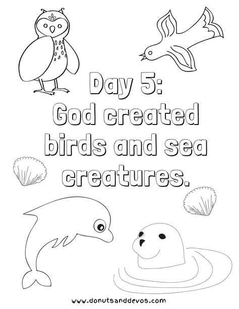 creation day 5 coloring pages