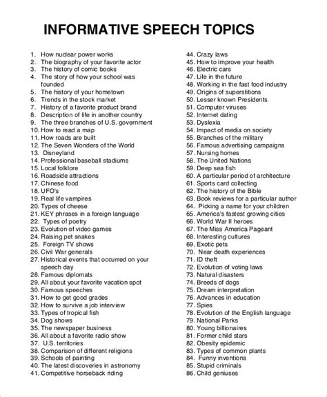 cultural informative speech topics for college students