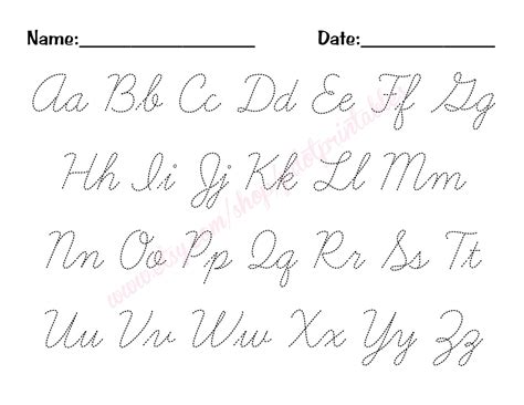 Cursive Alphabet Trace Printable