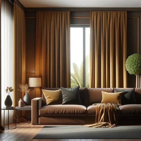 curtains with brown couch