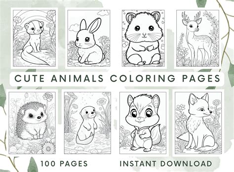 cute animal coloring pages free printable