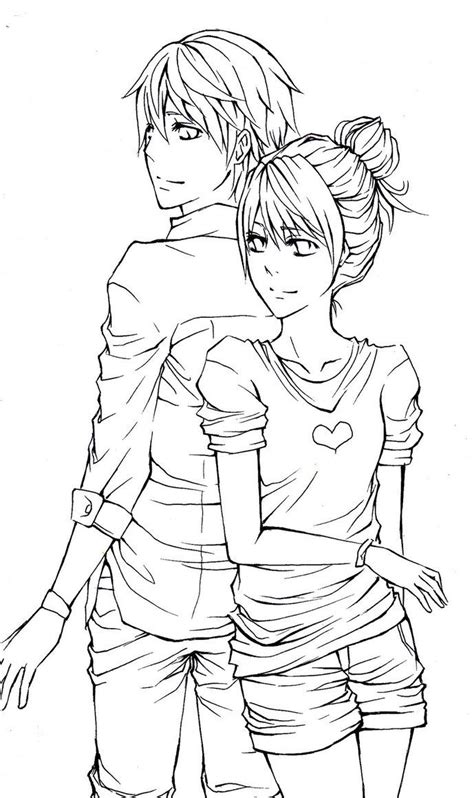 cute anime couple coloring pages