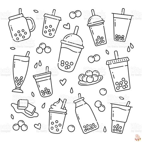 cute boba tea coloring pages