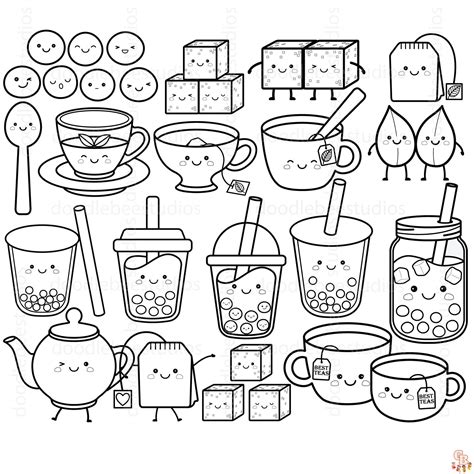 cute bubble tea coloring pages