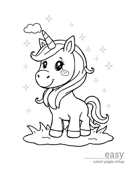cute easy unicorn coloring pages