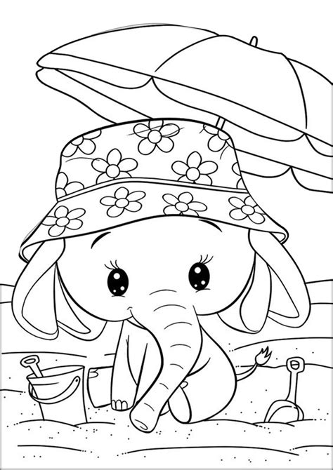 cute elephant colouring pages