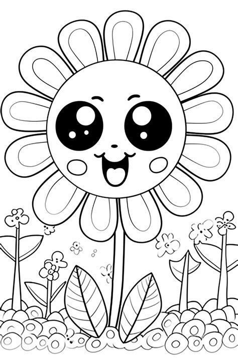 cute flower colouring pages