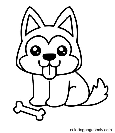 cute husky coloring pages