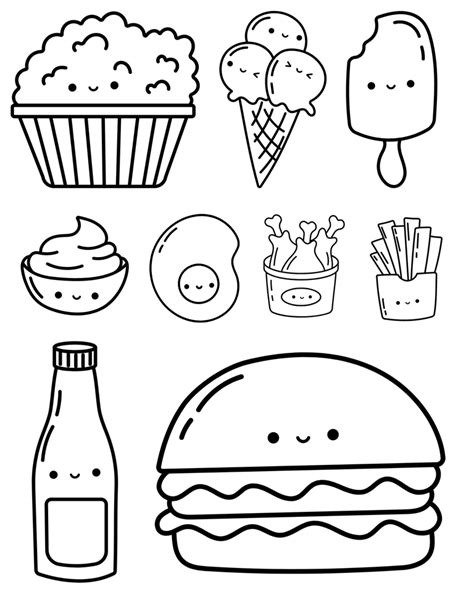 cute kawaii food coloring pages