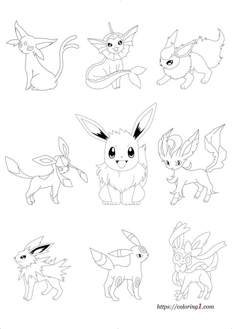 cute pokemon coloring pages eevee evolutions