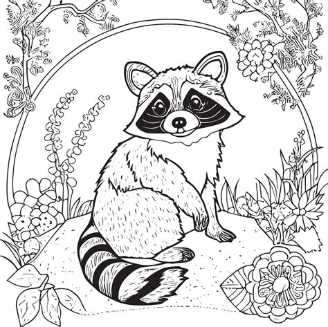 cute raccoon coloring page