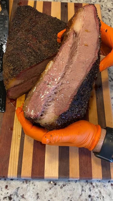 cutting a brisket in half