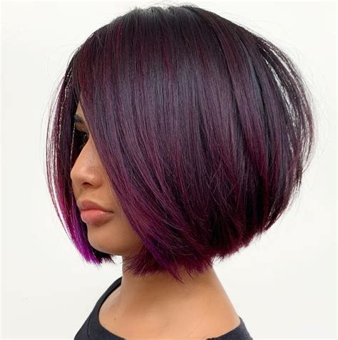 dark purple bob hair