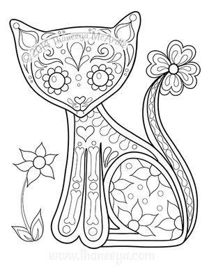 day of the dead cat coloring pages
