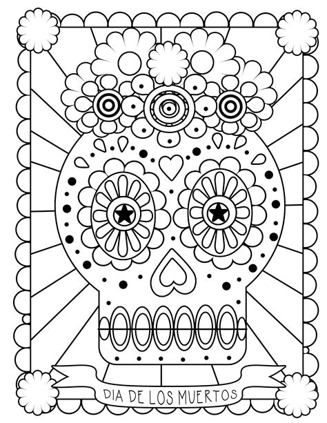 day of the dead coloring pages already colored