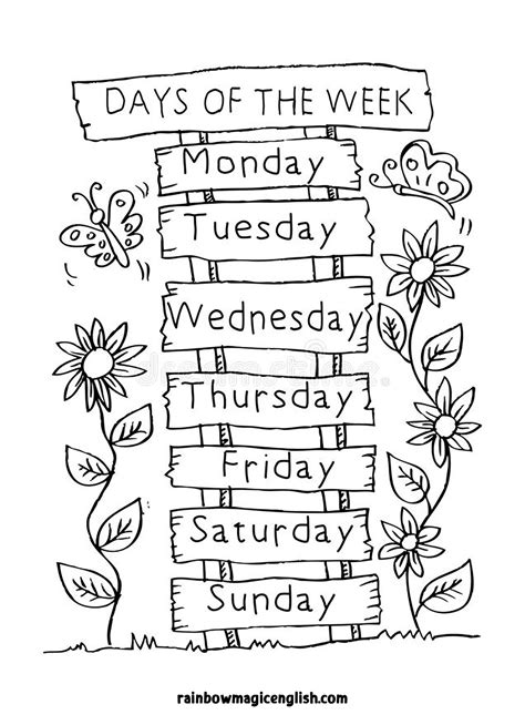 days of the week coloring pages