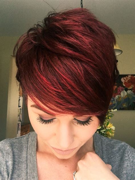 deep red pixie cut