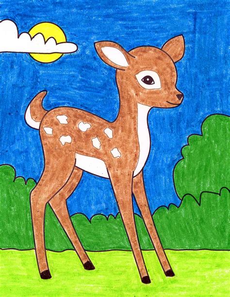 deer drawing images with colour