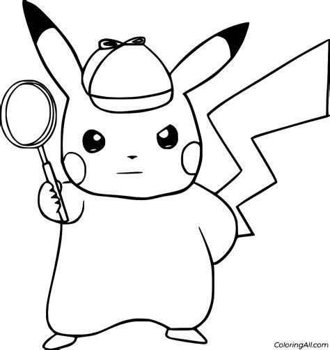 detective pikachu colouring pages