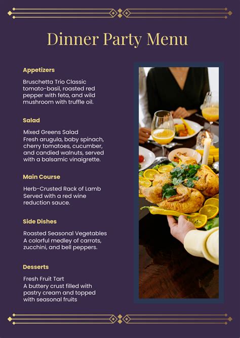 Dinner Menu Template Free