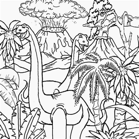 dinosaur and volcano coloring pages