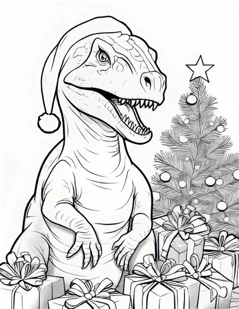 dinosaur christmas coloring pages