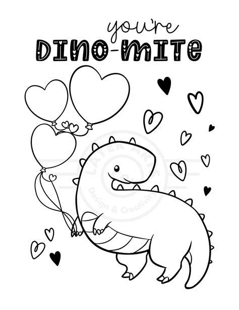 dinosaur valentines day coloring pages