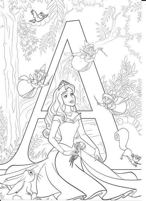 disney princess alphabet coloring pages