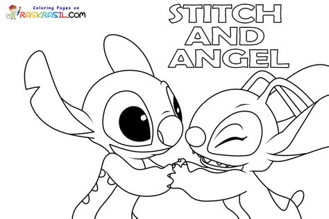 disney stitch and angel coloring pages
