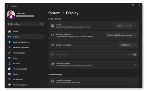 display settings