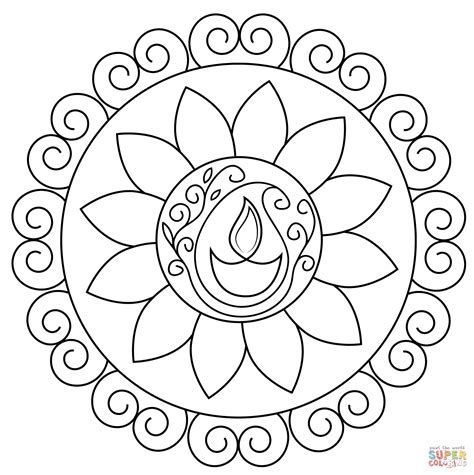 diwali rangoli coloring pages printable