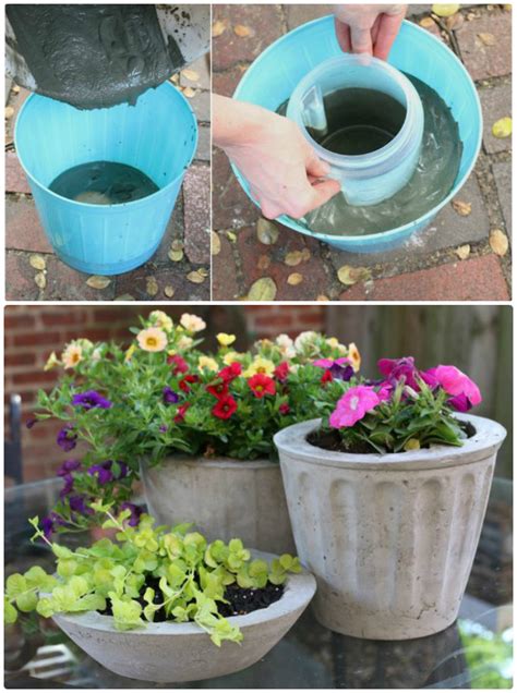 diy concrete flower pots