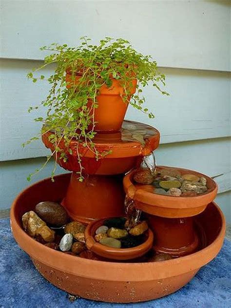 diy water fountain with pots