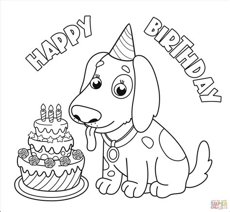 dog birthday coloring page