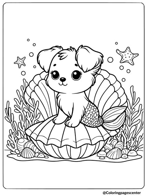 dog mermaid coloring pages