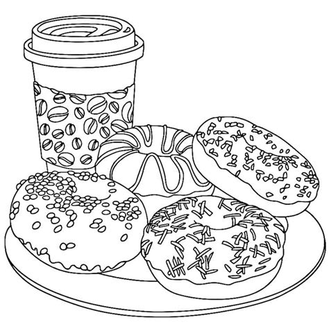 donut kawaii food coloring pages