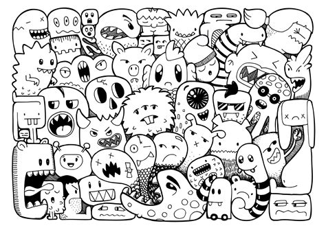 doodle monster coloring pages