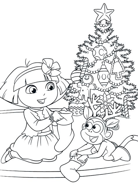 dora christmas coloring pages