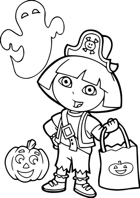 dora halloween coloring pages