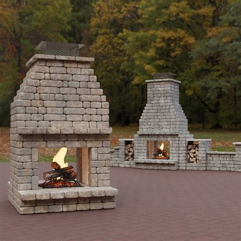 double sided outdoor fireplace