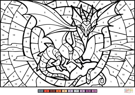 dragon color by number printable