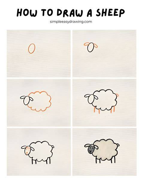 drawing of sheep with colour