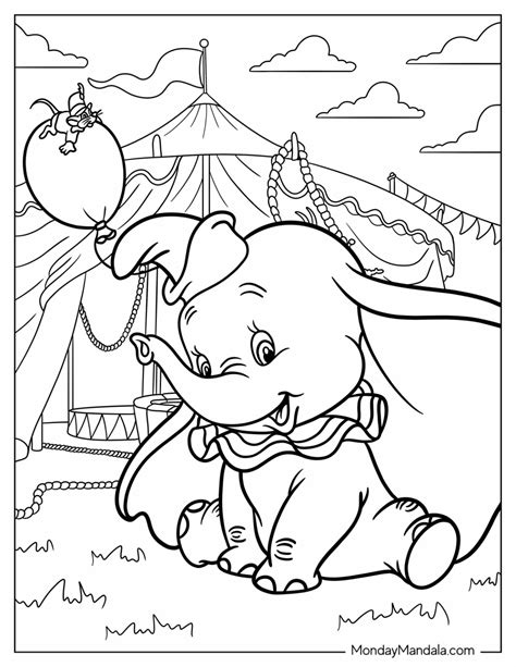 dumbo colouring pages