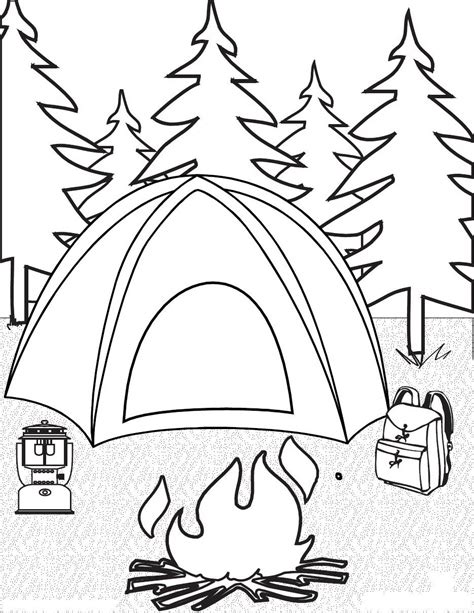 easy camping coloring pages