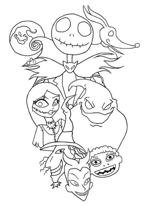 easy nightmare before christmas coloring pages