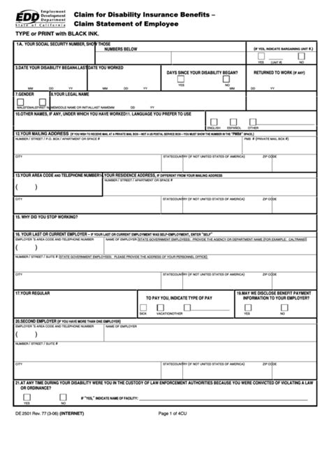 Edd Disability Forms Printable