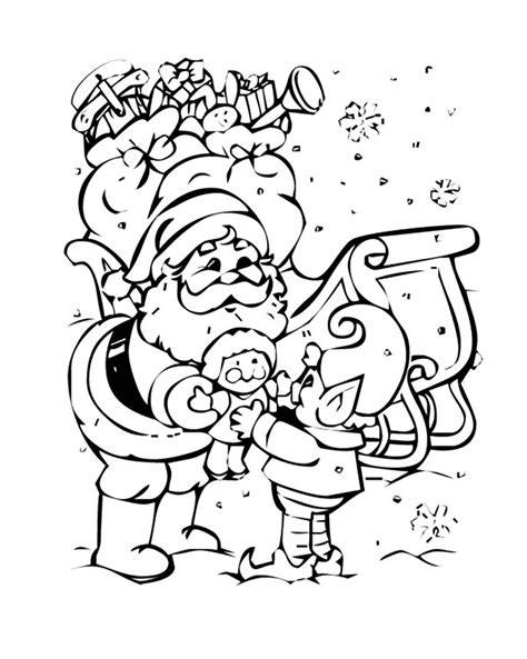 elf and santa coloring pages