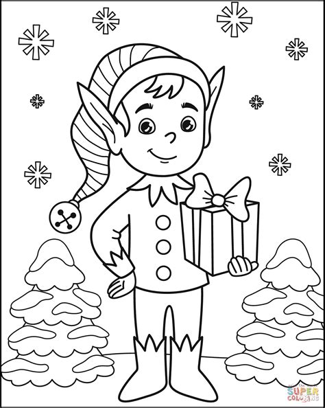 elf colouring pages