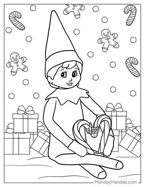 elf colouring pages