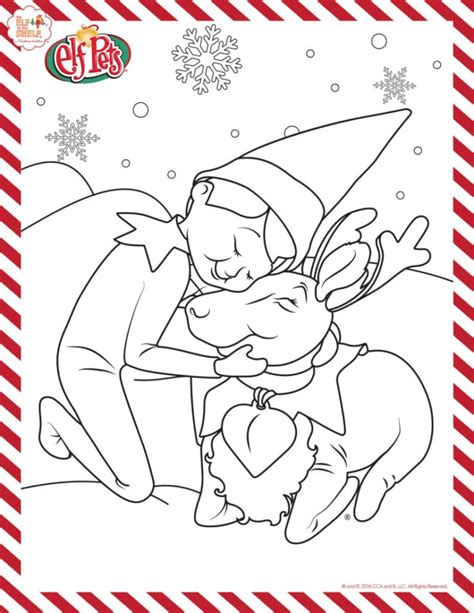 elf pet reindeer coloring pages